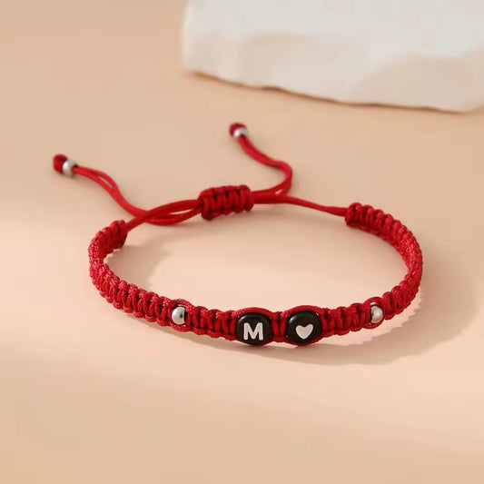 26 Alphabet Initials Heart Bracelet Jewelry Handmade Collapsible A-Z Name Braided Bracelet Women Men Friendship Couple Gift