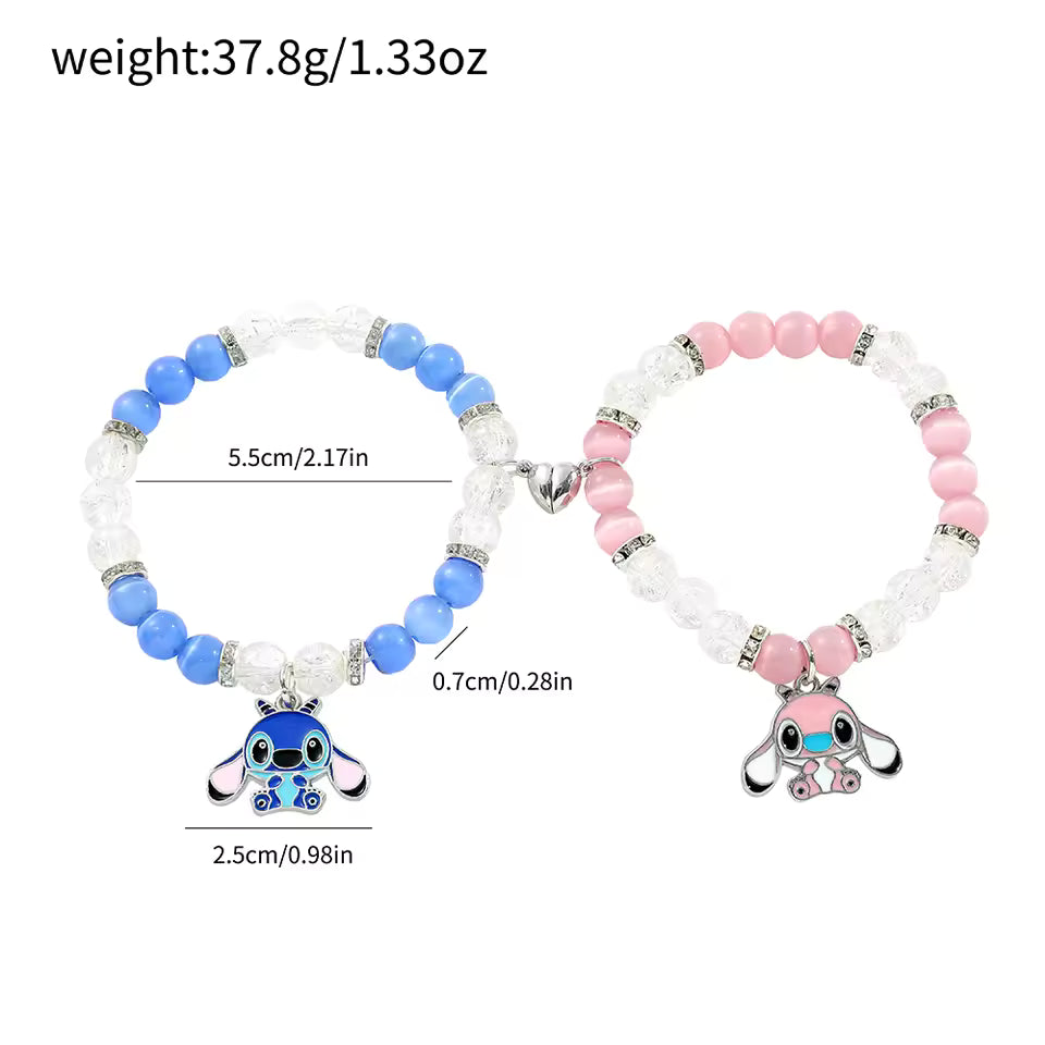 Disney-Stitch Angel Crystal Beads Bracelet, Matching Inspired Bracelets,