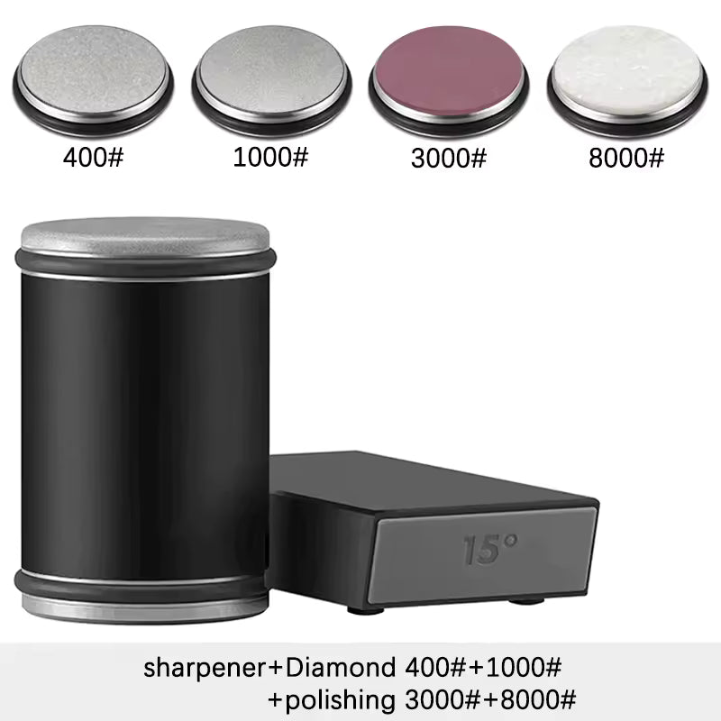 Rolling Knife Sharpener Magnetic Knife Holder Diamond Sharpening Stone Kit with 15 and 20 Degrees Angle Roller