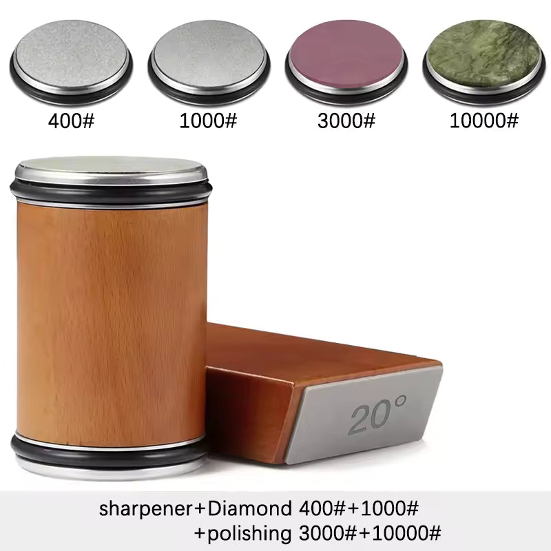 Rolling Knife Sharpener Magnetic Knife Holder Diamond Sharpening Stone Kit with 15 and 20 Degrees Angle Roller