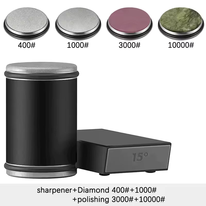 Rolling Knife Sharpener Magnetic Knife Holder Diamond Sharpening Stone Kit with 15 and 20 Degrees Angle Roller