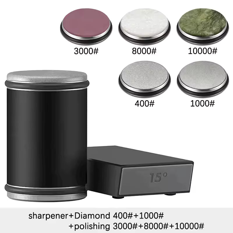 Rolling Knife Sharpener Magnetic Knife Holder Diamond Sharpening Stone Kit with 15 and 20 Degrees Angle Roller