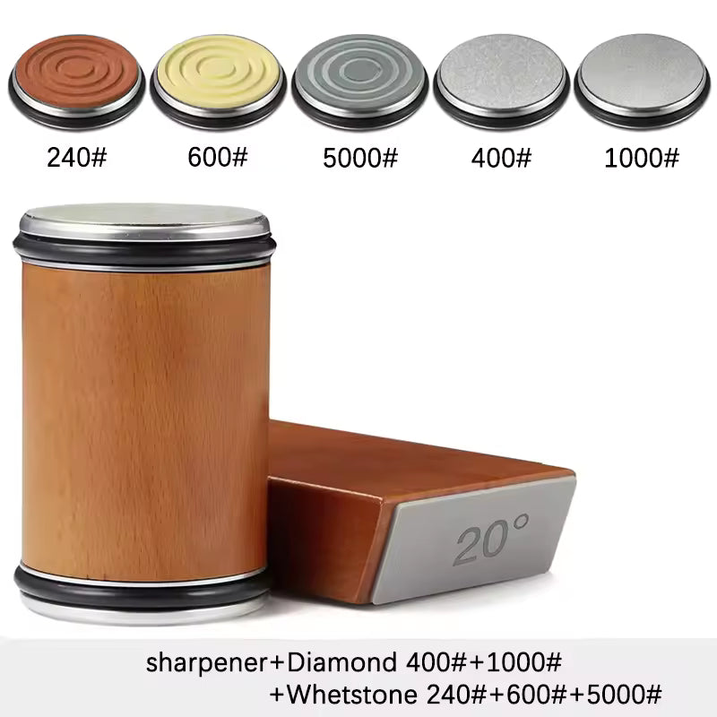 Rolling Knife Sharpener Magnetic Knife Holder Diamond Sharpening Stone Kit with 15 and 20 Degrees Angle Roller