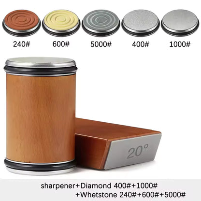 Rolling Knife Sharpener Magnetic Knife Holder Diamond Sharpening Stone Kit with 15 and 20 Degrees Angle Roller