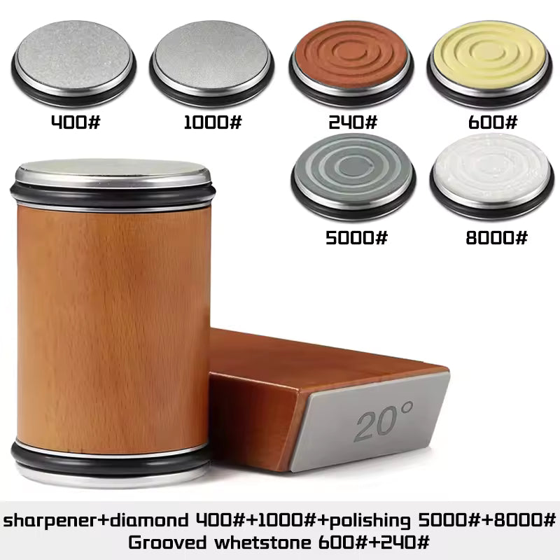 Rolling Knife Sharpener Magnetic Knife Holder Diamond Sharpening Stone Kit with 15 and 20 Degrees Angle Roller