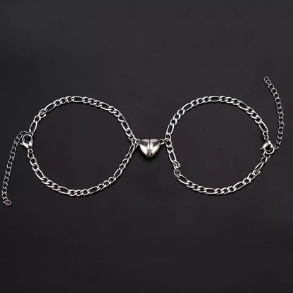 Magnet Couple Bracelets Heart Attraction Bracelet Stainless Steel Charm Simple Cuban Chains Key Lock Jewelry Gifts