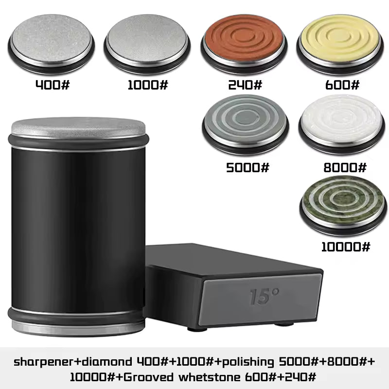 Rolling Knife Sharpener Magnetic Knife Holder Diamond Sharpening Stone Kit with 15 and 20 Degrees Angle Roller