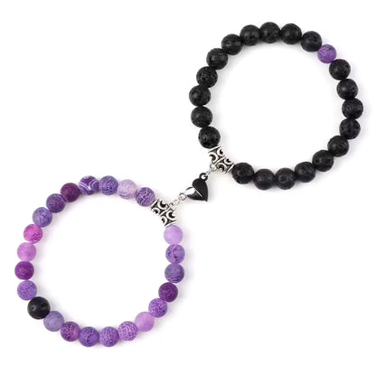 Beads Bracelet For Lovers Natural Stone Distance Heart Magnet Couple Bracelets Friendship Fashion Jewelry Gift