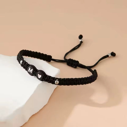 26 Alphabet Initials Heart Bracelet Jewelry Handmade Collapsible A-Z Name Braided Bracelet Women Men Friendship Couple Gift