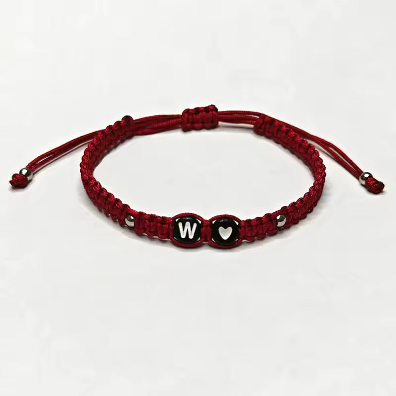 26 Alphabet Initials Heart Bracelet Jewelry Handmade Collapsible A-Z Name Braided Bracelet Women Men Friendship Couple Gift