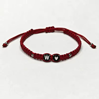 26 Alphabet Initials Heart Bracelet Jewelry Handmade Collapsible A-Z Name Braided Bracelet Women Men Friendship Couple Gift