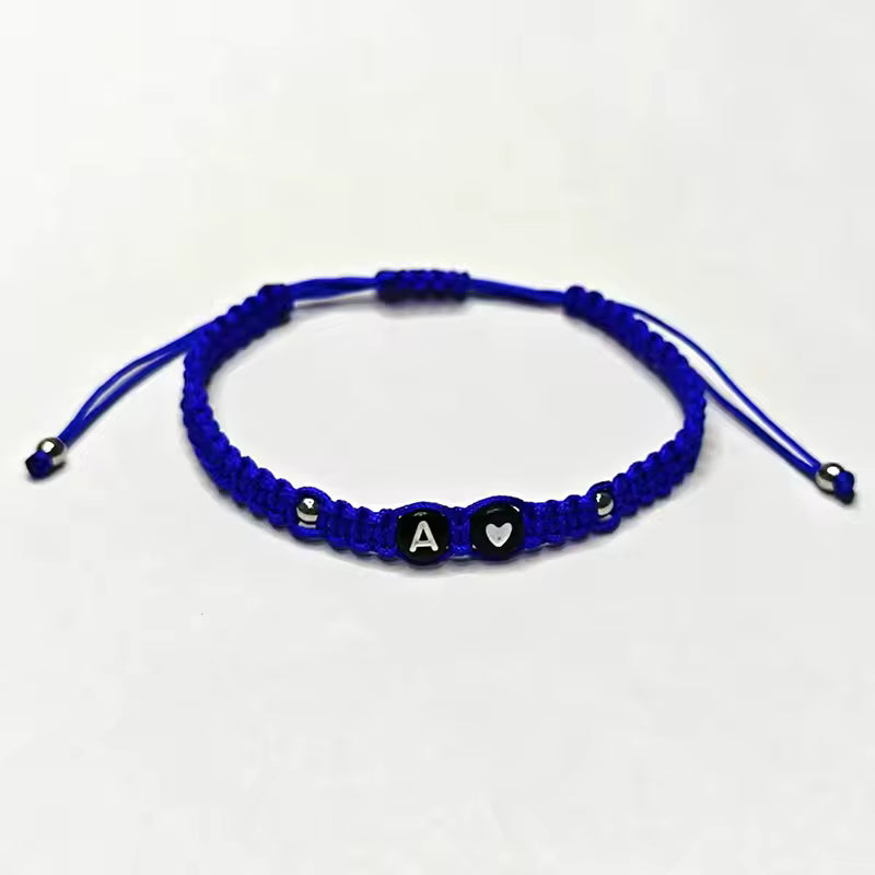 26 Alphabet Initials Heart Bracelet Jewelry Handmade Collapsible A-Z Name Braided Bracelet Women Men Friendship Couple Gift