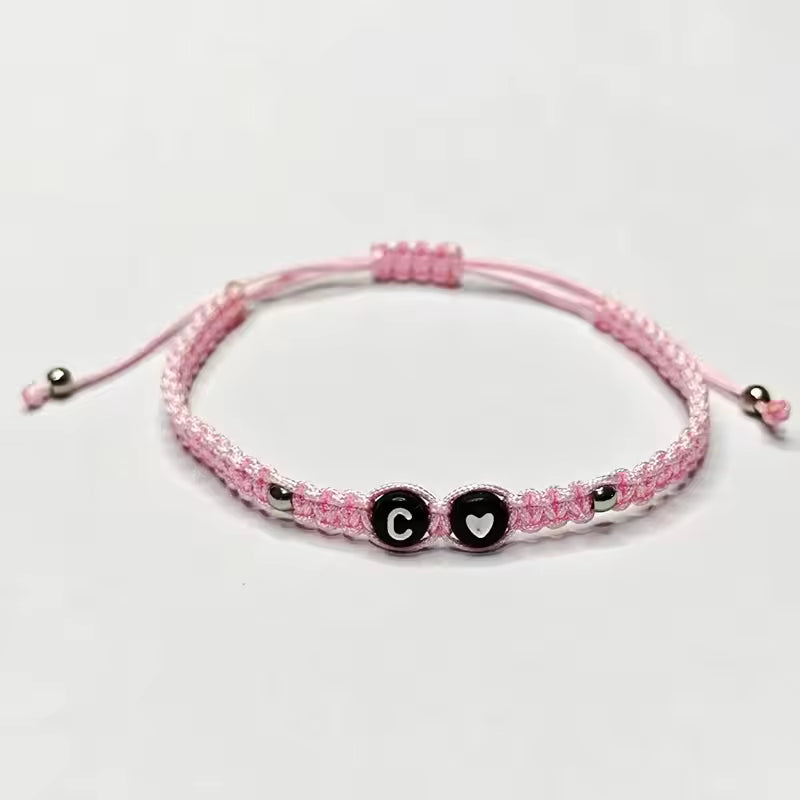 26 Alphabet Initials Heart Bracelet Jewelry Handmade Collapsible A-Z Name Braided Bracelet Women Men Friendship Couple Gift