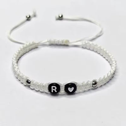 26 Alphabet Initials Heart Bracelet Jewelry Handmade Collapsible A-Z Name Braided Bracelet Women Men Friendship Couple Gift