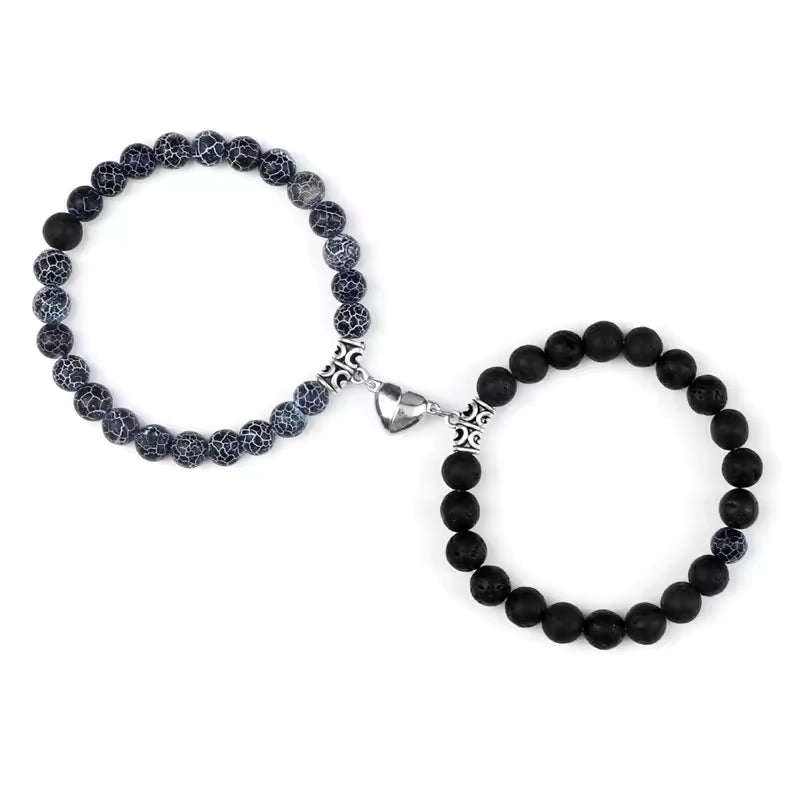 Beads Bracelet For Lovers Natural Stone Distance Heart Magnet Couple Bracelets Friendship Fashion Jewelry Gift