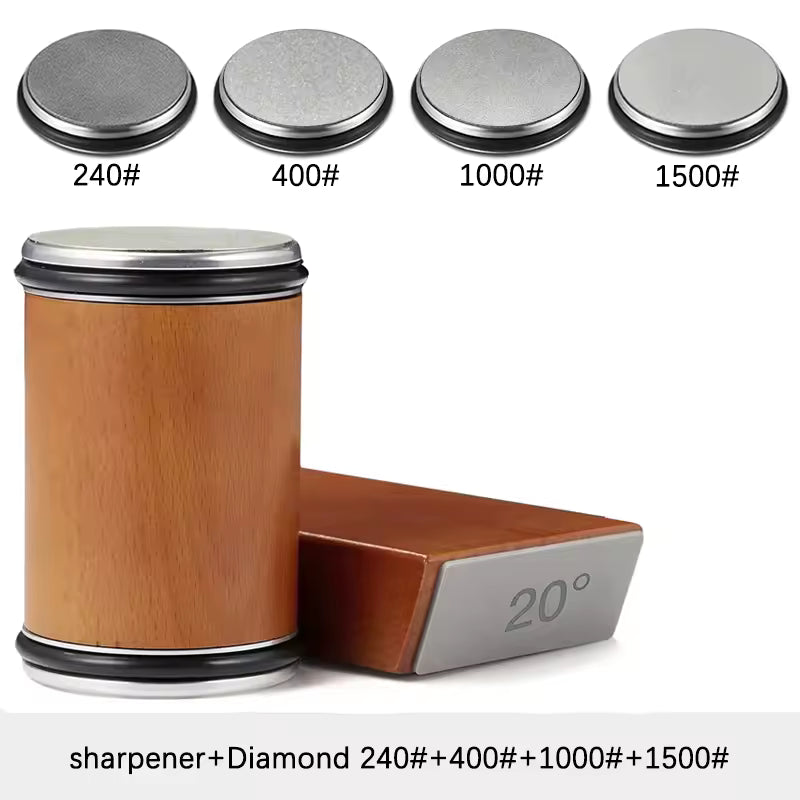 Rolling Knife Sharpener Magnetic Knife Holder Diamond Sharpening Stone Kit with 15 and 20 Degrees Angle Roller