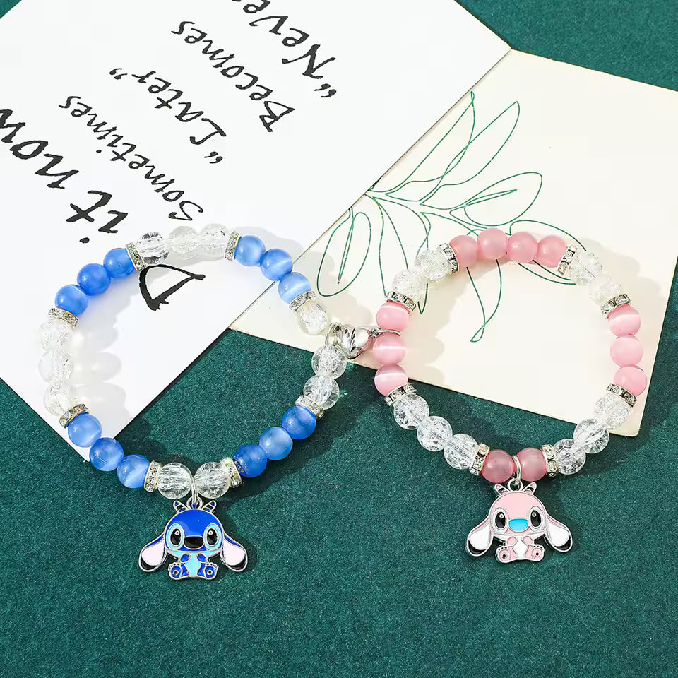 Disney-Stitch Angel Crystal Beads Bracelet, Matching Inspired Bracelets,