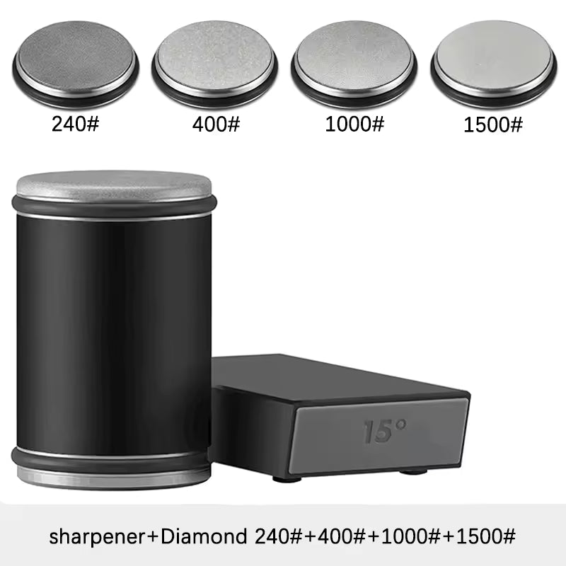 Rolling Knife Sharpener Magnetic Knife Holder Diamond Sharpening Stone Kit with 15 and 20 Degrees Angle Roller