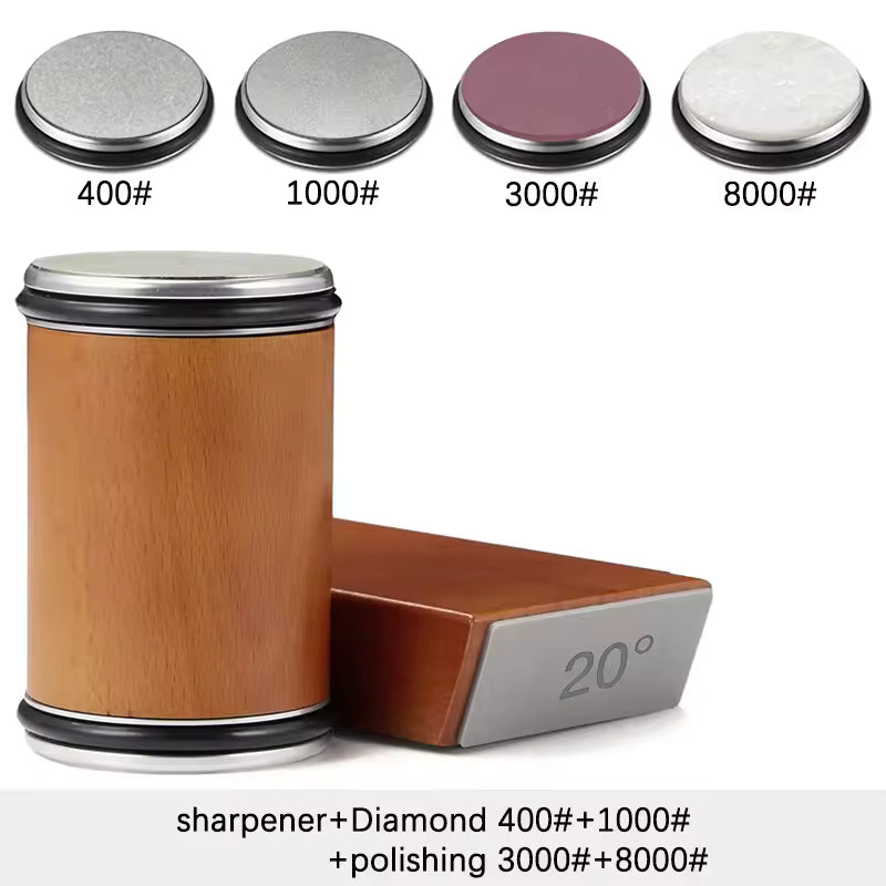 Rolling Knife Sharpener Magnetic Knife Holder Diamond Sharpening Stone Kit with 15 and 20 Degrees Angle Roller