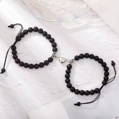 Magnetic Couple Bracelets for Women Men Romantic Heart Matching Lovers Natural Stone Beads Bracelet Gift Jewelry