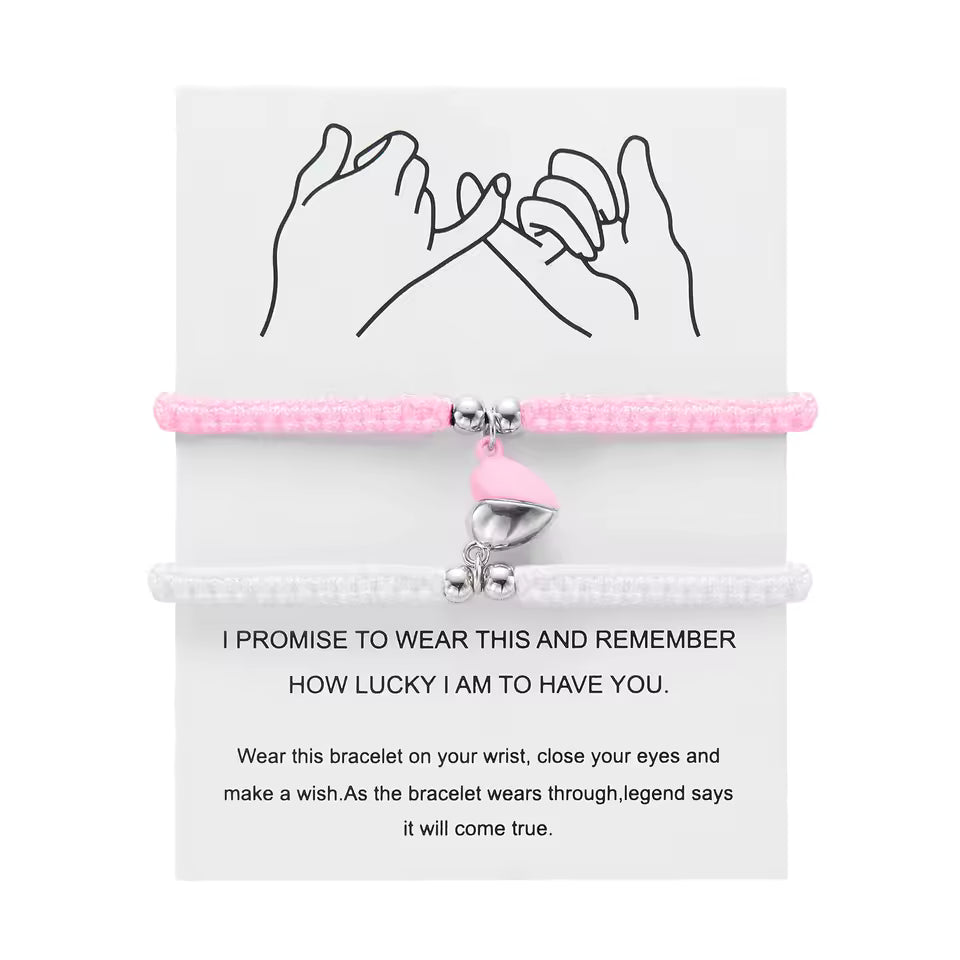 Handmade Heart Magnet Bracelet for Women Men Fashion Adjustable Braided Couple Bracelet Lovers Bestie Friendship Jewelry Sets