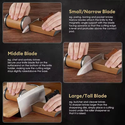 Rolling Knife Sharpener Magnetic Knife Holder Diamond Sharpening Stone Kit with 15 and 20 Degrees Angle Roller Kitchen Accessory