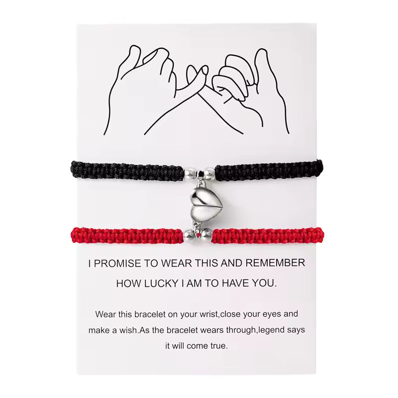 Handmade Heart Magnet Bracelet for Women Men Fashion Adjustable Braided Couple Bracelet Lovers Bestie Friendship Jewelry Sets