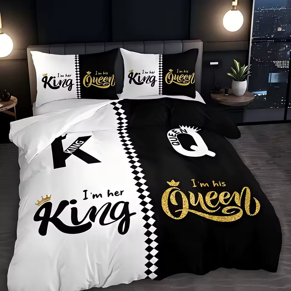 King Queen's Crown 3D Printed Quilt cover All season Soft Bedding Cover Pillowcase Luxury Home Textiles Duvet Cover sets