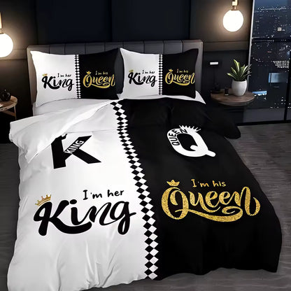 King Queen's Crown 3D Printed Quilt cover All season Soft Bedding Cover Pillowcase Luxury Home Textiles Duvet Cover sets