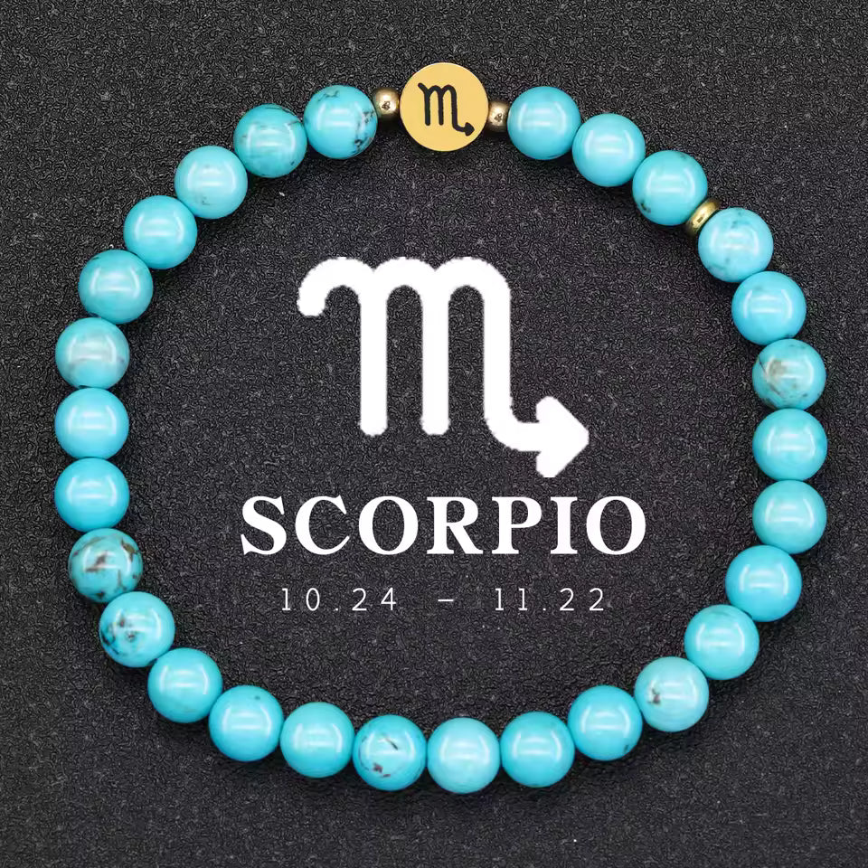 Natural Stone Turquoise Bracelet 6mm Stainless Steel 12 Zodiac Bracelet Women Men Friendship Bracelets