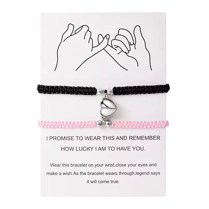 Handmade Heart Magnet Bracelet for Women Men Fashion Adjustable Braided Couple Bracelet Lovers Bestie Friendship Jewelry Sets