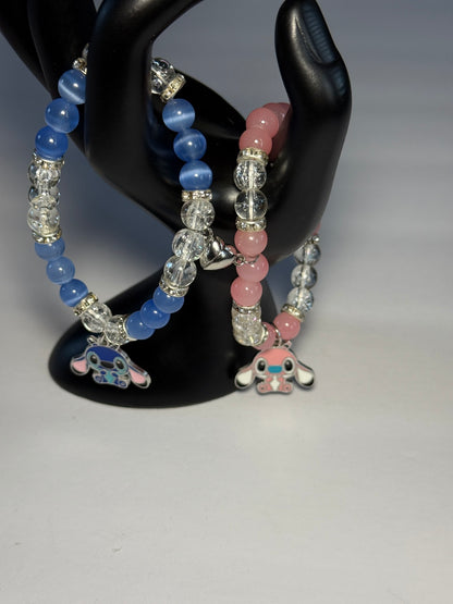 Disney-Stitch Angel Crystal Beads Bracelet, Matching Inspired Bracelets,