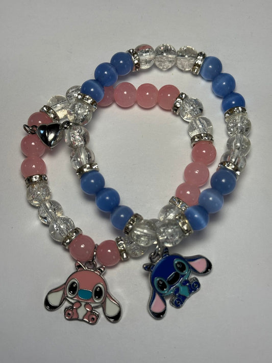 Disney-Stitch Angel Crystal Beads Bracelet, Matching Inspired Bracelets,