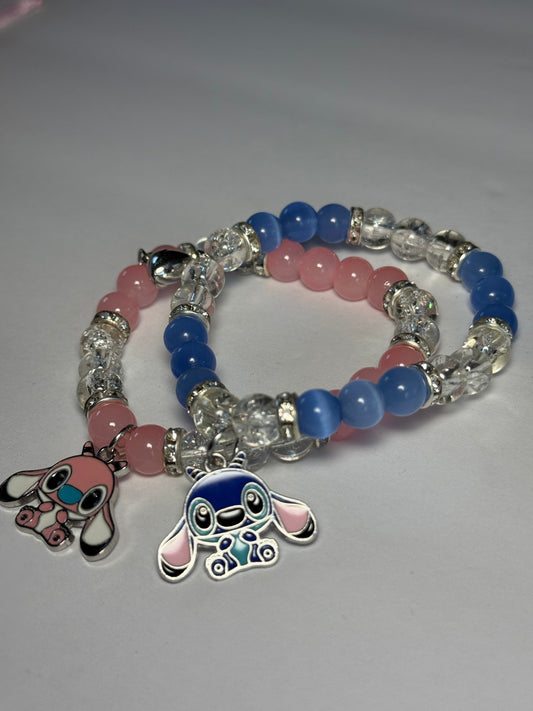 Disney-Stitch Angel Crystal Beads Bracelet, Matching Inspired Bracelets,