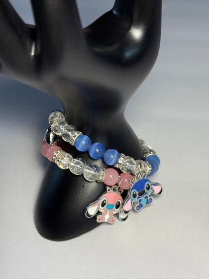 Disney-Stitch Angel Crystal Beads Bracelet, Matching Inspired Bracelets,